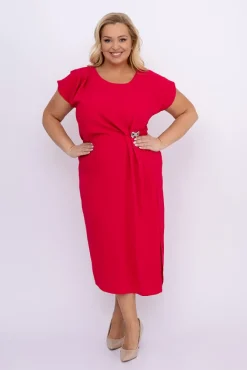 Polski Malinowa Sukienka z kokardką KARTISIA