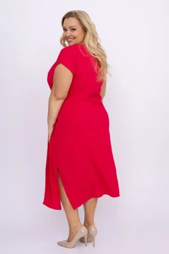 Polski Malinowa Sukienka z kokardką KARTISIA