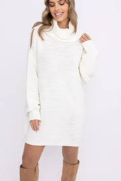 Damskie Włoski Śmietanowa Tunika sweterkowa MARKOZIA