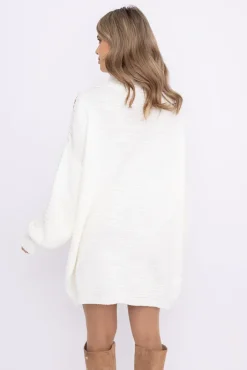 Damskie Włoski Śmietanowa Tunika sweterkowa MARKOZIA