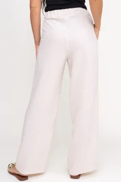 Damskie Polski Śmietanowe Spodnie lniane SIETTA