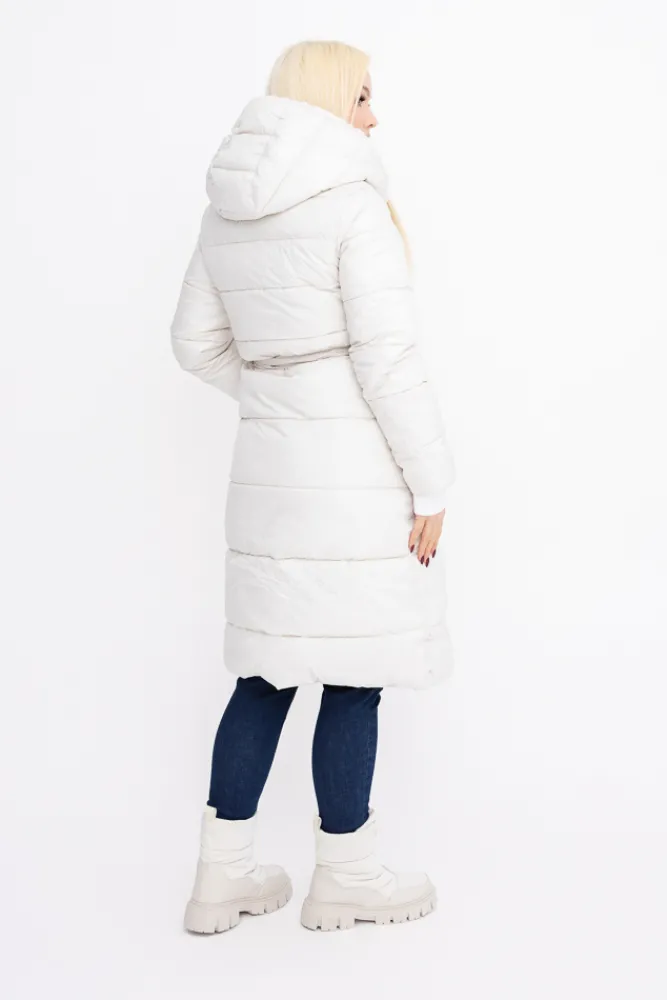 Damskie Włoski Śmietanowy pikowany Płaszcz puchowy z kapturem FISALA