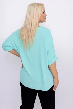 Damskie Włoski Miętowa Bluzka z wisiorkiem BELUCIO