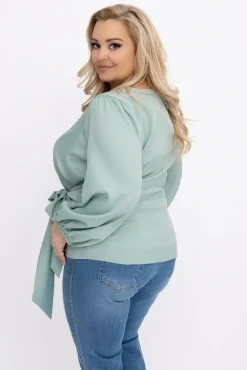 Damskie Polski Miętowa Bluzka z wiązaniem BENERVI