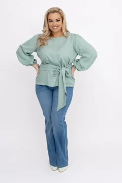 Damskie Polski Miętowa Bluzka z wiązaniem BENERVI