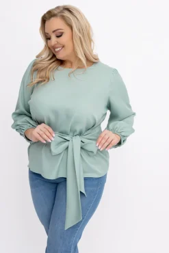 Damskie Polski Miętowa Bluzka z wiązaniem BENERVI