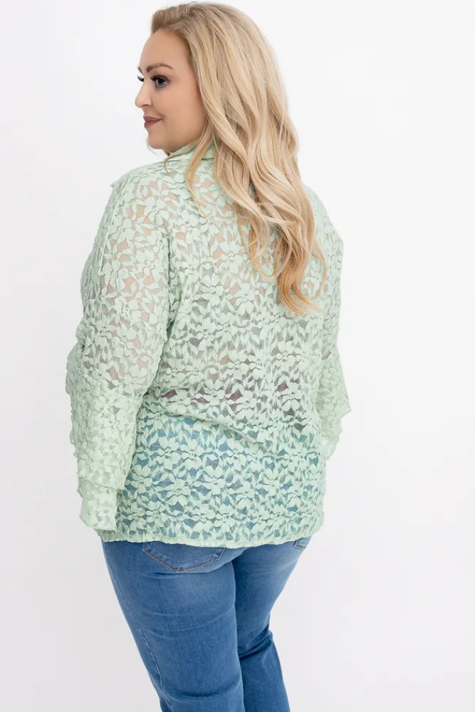 Damskie Włoski Miętowa Koszula koronkowa LEVANTE