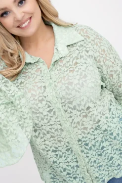 Damskie Włoski Miętowa Koszula koronkowa LEVANTE