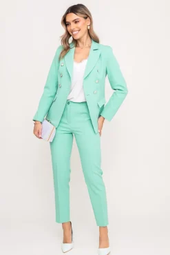 Damskie Polski Miętowa Marynarka dwurzędowa TEMIDA