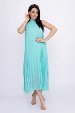 Włoski Miętowa plisowana Sukienka szyfonowa LUZIO