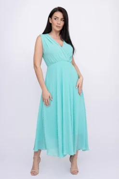 Włoski Miętowa plisowana Sukienka szyfonowa GUSTEN