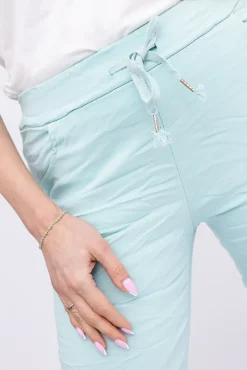 Damskie Włoski Miętowe Spodnie FINERI