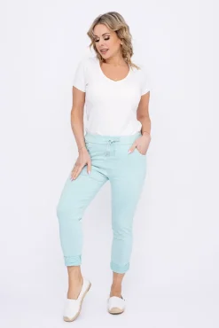 Damskie Włoski Miętowe Spodnie FINERI