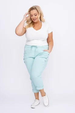 Damskie Włoski Miętowe Spodnie SENDI