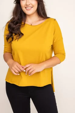 Damskie Włoski Musztardowa Bluzka GRENVI
