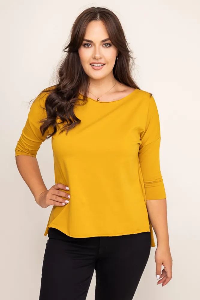 Damskie Włoski Musztardowa Bluzka GRENVI