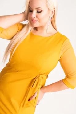 Polski Musztardowa Sukienka CRAVATTA