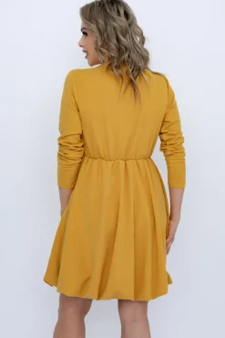 Włoski Musztardowa Sukienka MILTERI