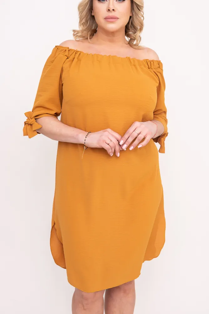 Polski Musztardowa Sukienka VALENCIA