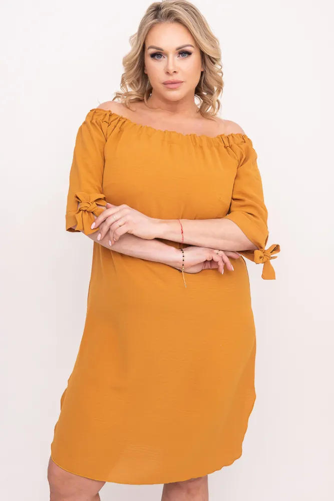 Polski Musztardowa Sukienka VALENCIA