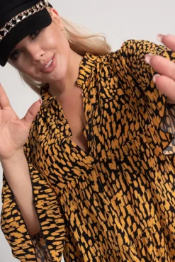 Polski Musztardowo-czarna Sukienka MESTI