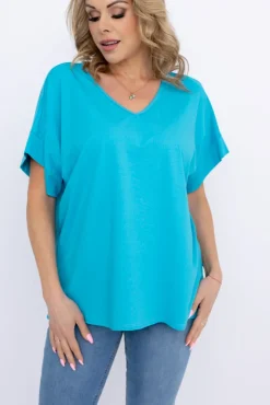 Damskie Włoski Niebieska Bluzka DESTIMI