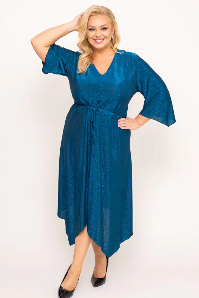 Polski Niebieska Sukienka błyszcząca REZIO