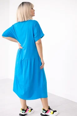 Włoski Niebieska Sukienka GABORI