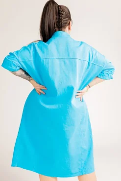 Włoski Niebieska Sukienka koszulowa UTERO