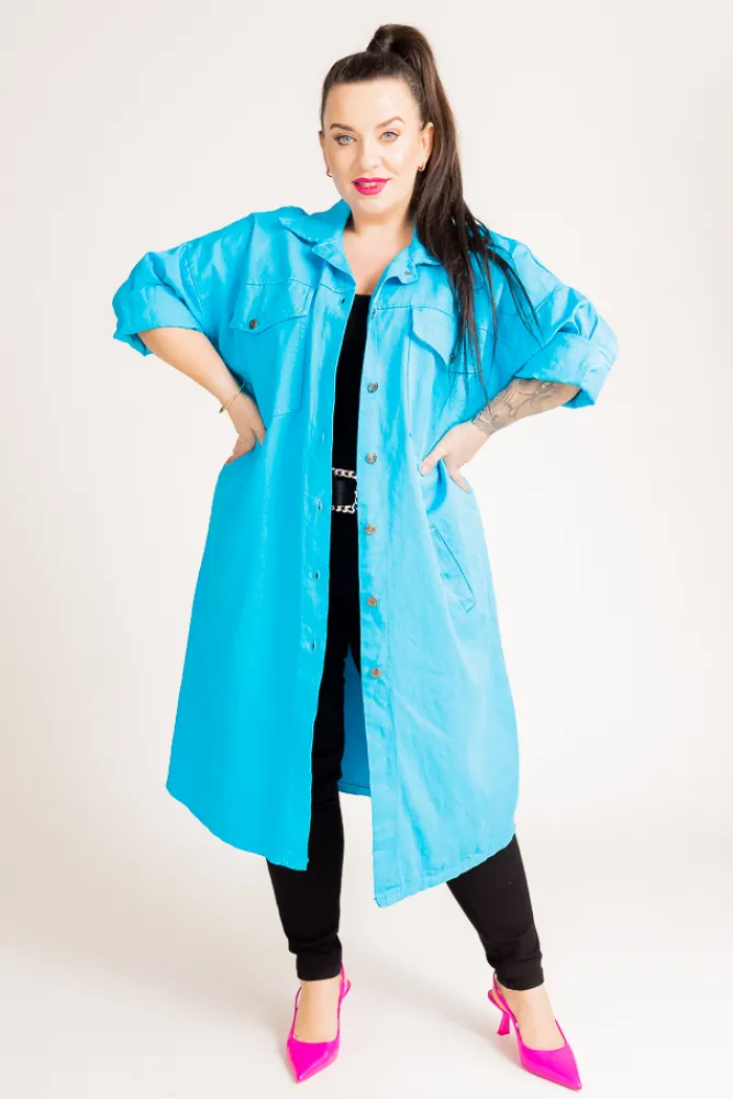 Włoski Niebieska Sukienka koszulowa UTERO