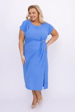 Polski Niebieska Sukienka z kokardką KARTISIA