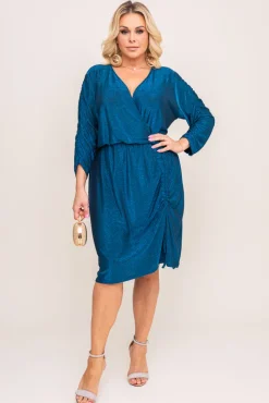 Polski Niebieska Sukienka z marszczeniem NEW YEAR