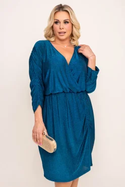 Polski Niebieska Sukienka z marszczeniem NEW YEAR