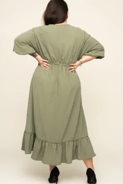 Polski Oliwkowa Sukienka AMOROSA