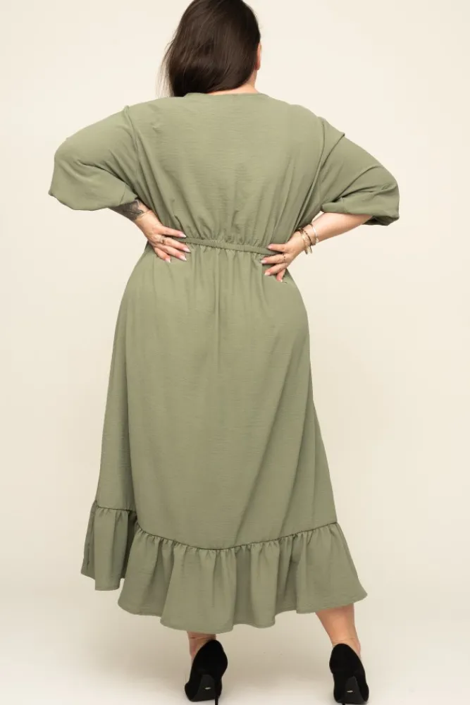 Polski Oliwkowa Sukienka AMOROSA