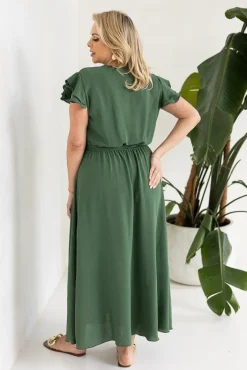 Polski Oliwkowa Sukienka BLANCY