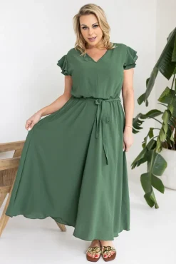 Polski Oliwkowa Sukienka BLANCY