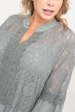 Włoski Oliwkowa Sukienka z haftem TULUZI