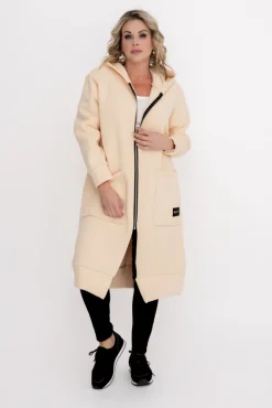 Damskie Włoski Piaskowa Bluza ocieplana VERMEN