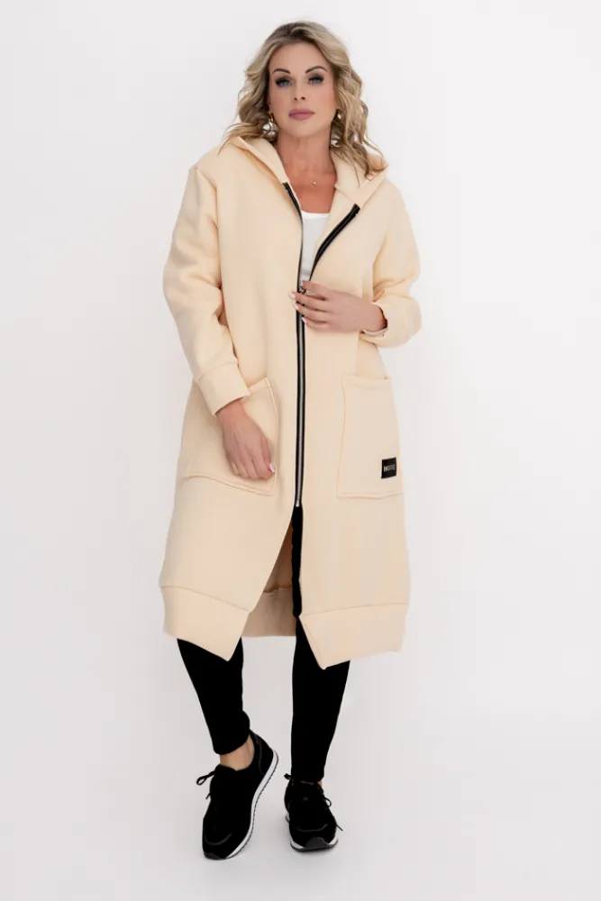 Damskie Włoski Piaskowa Bluza ocieplana VERMEN