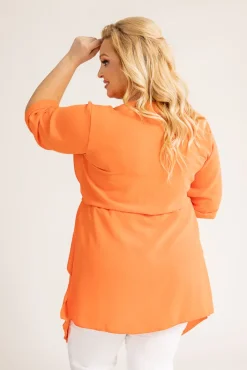 Damskie Polski Pomarańczowa Tunika asymetryczna CLARIN