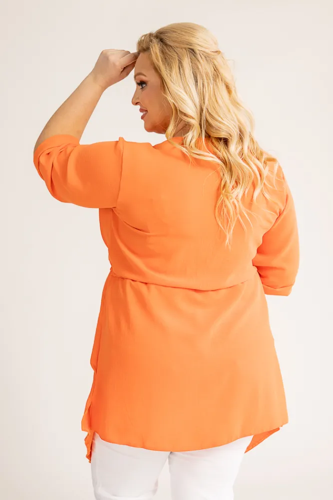 Damskie Polski Pomarańczowa Tunika asymetryczna CLARIN