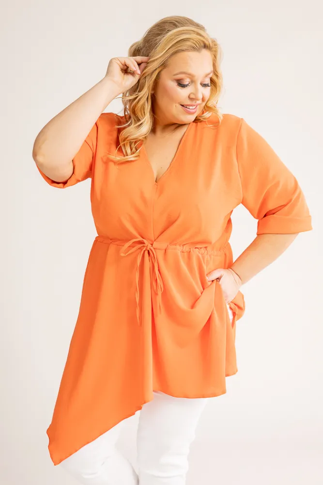 Damskie Polski Pomarańczowa Tunika asymetryczna CLARIN