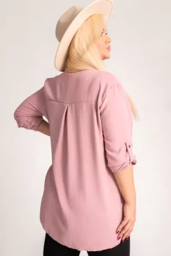 Damskie Włoski Pudroworóżowa Bluzka z rozsuwanym dekoltem MERXIO