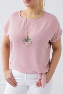 Damskie Włoski Pudroworóżowa Bluzka z wisiorkiem FAIRY