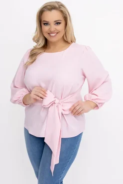 Damskie Polski Pudroworóżowa Bluzka z wiązaniem BENERVI