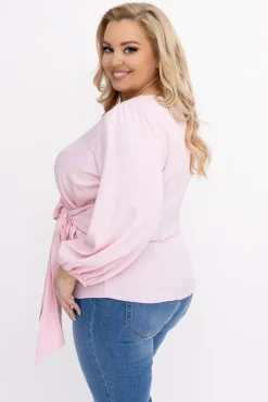 Damskie Polski Pudroworóżowa Bluzka z wiązaniem BENERVI