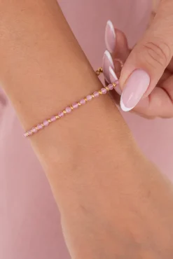 Pudroworóżowa Bransoletka stalowa z koralikami LIVIN