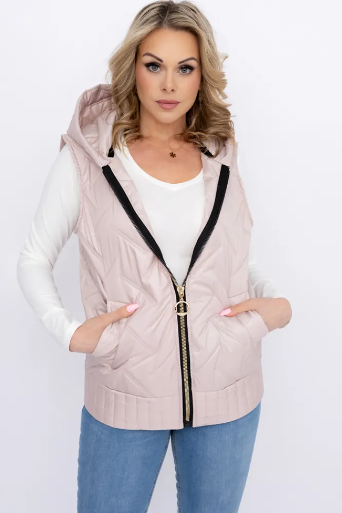 Damskie Polski Pudroworóżowa Kamizelka z kapturem MEGERI