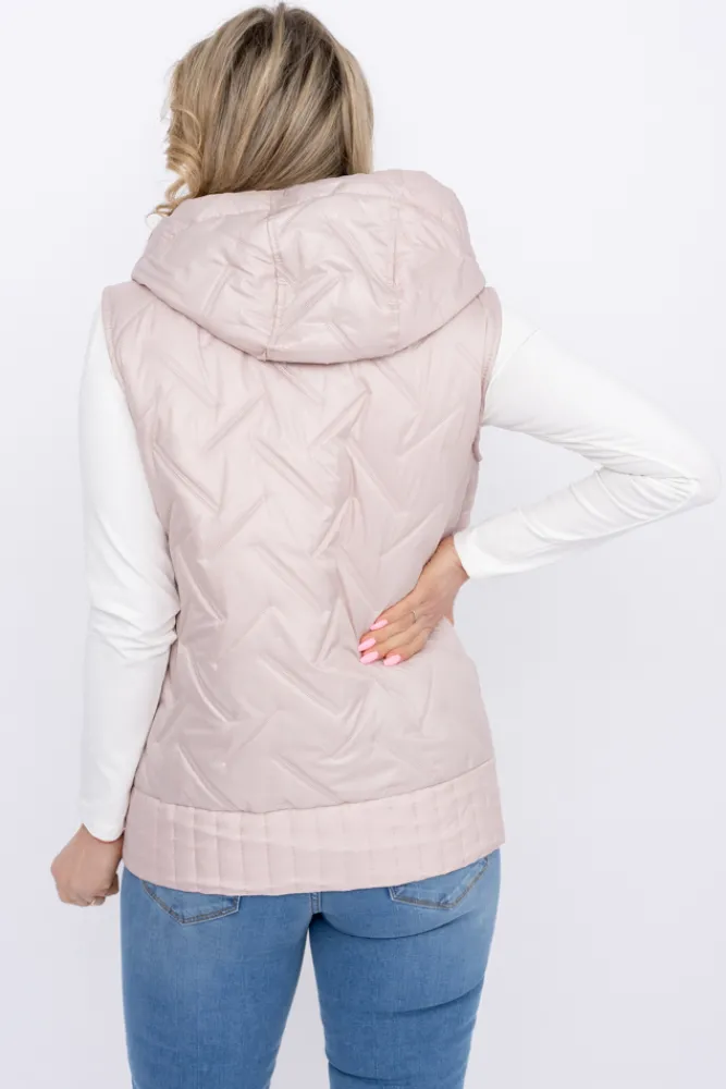 Damskie Polski Pudroworóżowa Kamizelka z kapturem MEGERI